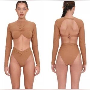 Andrea Iyamah Nude Akacia Set Bikini Top and High Waist Bottoms Size XS (US 2-4)